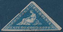 Cap Of Good Hope N°2 (gibbons N°2 ) 4 Pence Bleu Papier Bleu Belles Marges Petit BDfeuille Frappe Légère Signé Calves - Cap De Bonne Espérance (1853-1904)