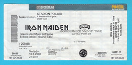 IRON MAIDEN - Somewhere Back In Time ... World Tour 2008 * Split Concert Ticket 10.08.2008.* Billet Biglietto Boleto - Entradas A Conciertos