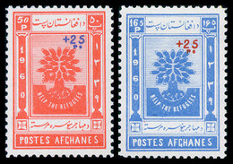 Afghanistan, 1960, World Refugee Year, United Nations, Overprinted, MNH, Michel 513-514Aa - Afganistán