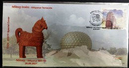 India 2021 Viliyanur Terracota Horse Elephant Animal Handcraft Cover (**) Inde Indien - Covers & Documents