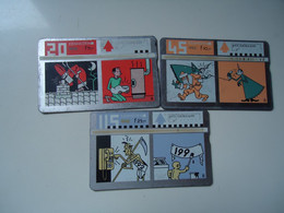 NETHERLANDS  USED PHONECARDS  SET 3 CARICATURE      COMICS - Andere & Zonder Classificatie