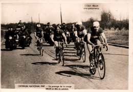 Photo De Presse Velox: Cyclisme, Critérium National 1947 - Un Passage De La Course, Brulé En Tête Du Peloton - Radsport