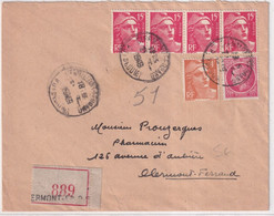1949 - GANDON - ENVELOPPE RECOMMANDEE De CLERMONT-FERRAND (PUY DE DOME) - 1945-54 Marianne Of Gandon