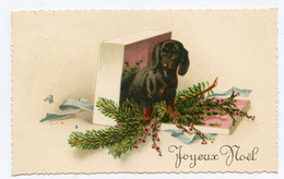 Joyeux Noël. Merry Christmas.Chien Teckel.Dachshund Dog " Le Cadeau De Noël C'est MOI. The Christmas Present Is Me  " - Hunde