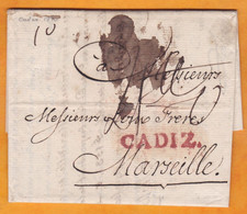 1790 - Lettre Pliée Avec Correspondance En Français De Cadiz Cadix Vers Marseille, France - Reinado De Carlos IV - ...-1850 Vorphilatelie