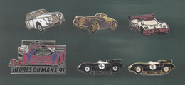 PINS PIN'S AUTO 539 JAGUAR EGF CASTROL LE MANS 1957 DORE ET ARGENTE PEUGEOT 905 CABRIOLET  LOT 6 PINS - Jaguar