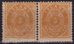 26396# ISLANDE N° 12 * PAIRE Dentelé 14 X 13 1/2 Cote 120 Euros ISLAND DEPENDANCE DANOISE DANEMARK DANMARK - Unused Stamps