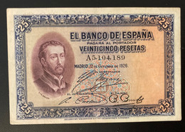Banco De Espana  12 October 1926, 25 Pesetas - 1-2-5-25 Pesetas