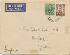 SOUTH RHODESIA 1936/47, George V 1/2d And George VI 1 1/2d On VF Airmail Cover To England, 2d Victoria Falls On VF Cover - Southern Rhodesia (...-1964)