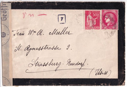 1941 - CERES + PAIX - ENVELOPPE Avec CENSURE De VALDOIE => STRASBOURG ALSACE ANNEXEE - Storia Postale