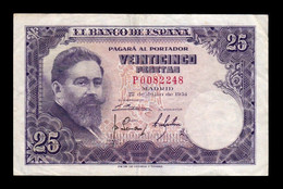 España 25 Pesetas Isaac Albeniz 1954 Pick 147 Serie P Ultima Serie MBC- AVF - 25 Pesetas