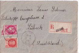 1942 - CERES + PETAIN - ENVELOPPE RECOMMANDEE CENSUREE De DOUAI => TRAVAILLEUR En ALLEMAGNE à LÜBECK - Cartas & Documentos