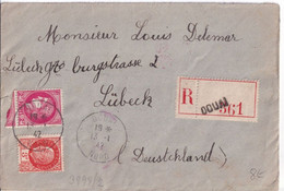 1942 - CERES + PETAIN - ENVELOPPE RECOMMANDEE CENSUREE De DOUAI => TRAVAILLEUR En ALLEMAGNE à LÜBECK - Storia Postale