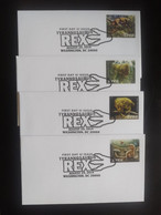 2019 USA United States Set Of 4 Covers T Rex Tyrannosaurus Dinosaur 3D Stamps (**) - Covers & Documents
