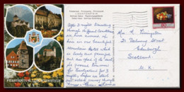 1990 Um Liechtenstein Ak Multiblick Vom Furstenturm Liechtenstein Gel. Nach Schottland - Covers & Documents