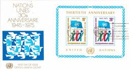 Enveloppe FDC Nations Unies - 30ème Anniversaire - New York - 1975 - Covers & Documents