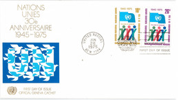 Enveloppe FDC Nations Unies - 30ème Anniversaire - New York - 1975 - Covers & Documents