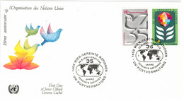 Enveloppe FDC Nations Unies - 35ème Anniversaire De L'Organisation Des Nations Unies - Wien - 1980 - Lettres & Documents