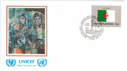 Enveloppe FDC United Nations - UNICEF - Flag Series 1/89 - Algeria - 1989 - Covers & Documents