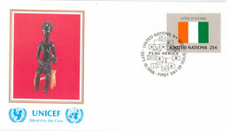 Enveloppe FDC United Nations - UNICEF - Flag Series 2/88 - Cote D'Ivoire - 1988 - Storia Postale