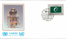 Enveloppe FDC United Nations - UNICEF - Flag Series 4/87 - Comoros - 1987 - Storia Postale