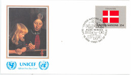 Enveloppe FDC United Nations - UNICEF - Flag Series 4/88 - Denmark - 1988 - Lettres & Documents