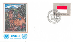 Enveloppe FDC United Nations - UNICEF - Flag Series 8/89 - Indonesia - 1989 - Lettres & Documents