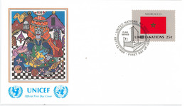 Enveloppe FDC United Nations - UNICEF - Flag Series 10/89 - Morocco - 1989 - Lettres & Documents
