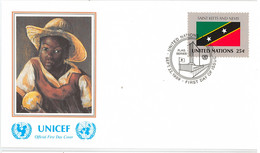 Enveloppe FDC United Nations - UNICEF - Flag Series 13/89 - Saint Kitts And Nevis - 1989 - Lettres & Documents