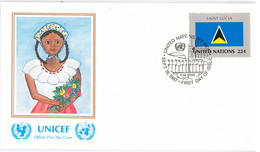 Enveloppe FDC United Nations - UNICEF - Flag Series 14/87 - Saint Lucia - 1987 - Storia Postale