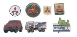 PINS PIN'S AUTO AUTOMOBILE 549 MITSUBISHI LOGO  MEF MOTORS PAJERO ROTHMANS CAMION PARIS DAKAR  LOT 7 PINS - Mitsubishi