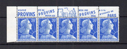 !!! 20 F MARIANNE DE MULLER TYPE II, BANDE DE 5 AVEC PUBLICITES PROVINS NEUVE ** - Unused Stamps