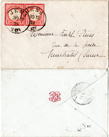 DR 1873, Paar 1 Gr. Gr. Brustschild Auf Kl. Brief V. Jena I.d. Schweiz - Covers & Documents