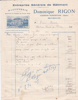 CAUNES MINERVOIS DOMINIQUE RIGON MACONNERIE GENERALE DE BATIMENT ANNEE 1949 ENTET MAISON - Sin Clasificación