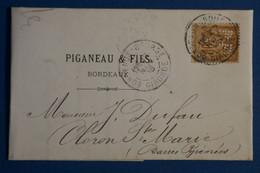 AH7 FRANCE  BELLE LETTRE 1898 PERFORé PF  +30 C+++ BORDEAUX POUR OLORON  + PERFIN + AFFRANCH. INTERESSANT - Other & Unclassified