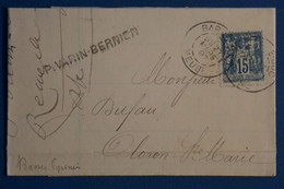 AH7 FRANCE  BELLE LETTRE 1897 PERFORé VB  +30 C SAGE+++ BAR LE DUC  POUR OLORON  + PERFIN + AFFRANCH. INTERESSANT - Other & Unclassified