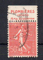 !!! 50C SEMEUSE AVEC BANDE PUB PLOMBIERES VOSGES OBLITEREE - Used Stamps