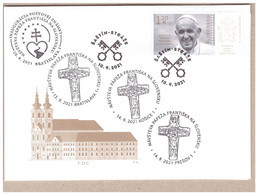 2021 FDC Slovakia Slowakei Pope Papst Pape Francis Franziskus Francois Visit Besuch - Lettres & Documents