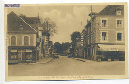 CPA 61 LONGNY Au PERCHE - La Place Et La Rue De Paris - Commerces Coiffeur, Café, Hôtel - Voitures Années 30 - Longny Au Perche