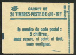 N° 1970 - C1a Cote 62 € Vendu à 10 % De La Cote Carnet Fermé De 20 TP 0.80 Fr Vert SABINE Gomme Mate. TB - Unclassified