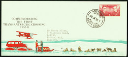 ROSS Scott Base 1958  " Antarctic Meeting Commemorating The First Trans-Antarctic Crossing 1957-8 " Deco Dog -sled - Covers & Documents