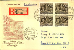 1953, LÖWEN, Lions, Im Viererblock Auf Sammler-R-Brief Ab CREUZBURG (Werra), DDR - Felini
