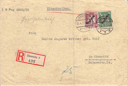 MiNr.105+106  MiF) Auf R-Cover Chemnitz Deutsches Reich Dienst - Dienstzegels
