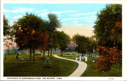 Iowa Des Moines Entrance To Greenwood Park Curteich - Des Moines