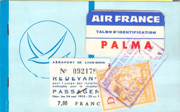 BILLET AIR FRANCE 1967  LYON - PALMA + REDEVANCE - Timbre Fiscal - Europa
