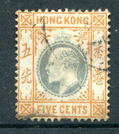 Hong Kong 1903 KEVII - Wmk. Crown CA - 5c Dull Green & Brown-orange Used (SG 65) - Oblitérés