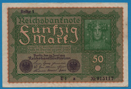 DEUTSCHES REICH 50 Mark  24.06.1919 Série UI A # 915117 P# 66 Reihe 1 - 50 Mark