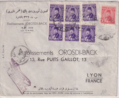 EGYPTE - ENVELOPPE Par AVION De LE CAIRE => LYON - Lettres & Documents