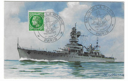 98 SM - SALON DE LA MARINE 1945 -Croiseur ALGÉRIE - Illustrateur L. HAFFNER -  Cachet à Date 19  Juin 1945 - Seepost