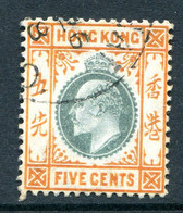 Hong Kong 1904-06 KEVII - Wmk. Mult. CA - 5c Dull Green & Brown-orange - Chalk Paper - Used (SG 79a) - Gebraucht